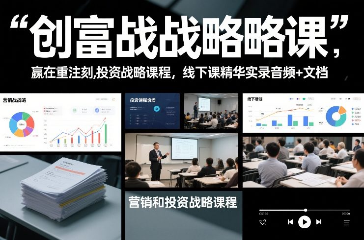 创富战略课，赢在重注时刻，营销和投资战略课程，线下课精华实录音频+文档-极速搞钱指南