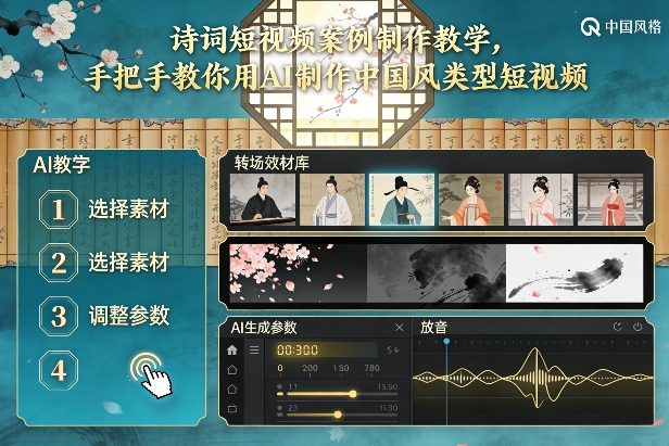 古诗词短视频案例制作教学，手把手教你用AI制作中国风类型短视频-极速搞钱指南