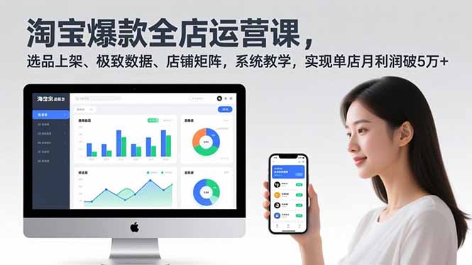 淘宝爆款全店运营课2.0，选品上架、极致数据、店铺矩阵，系统教学，实现单店月利润破5万+-极速搞钱指南
