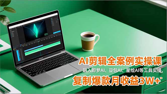 AI剪辑全案例实操课，融入即梦AI、豆包AI、星绘AI等工具实操，复制爆款月收益3W+-极速搞钱指南