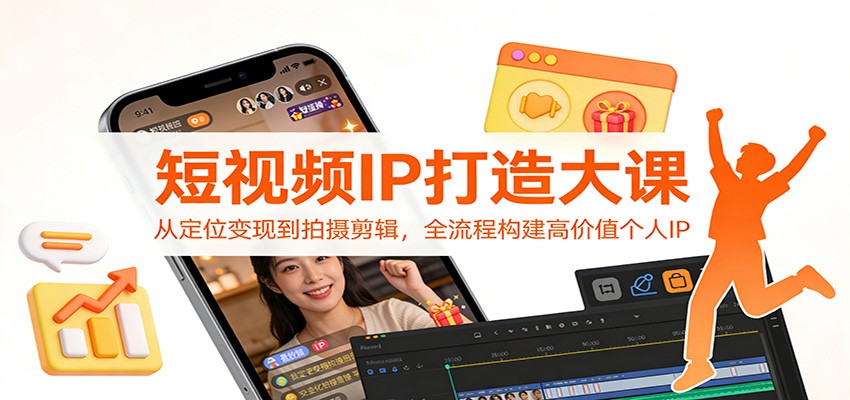 短视频IP打造大课：从定位变现到拍摄剪辑，全流程构建高价值个人IP-极速搞钱指南