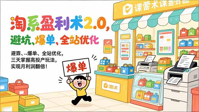 淘系盈利术2.0，避坑、爆单、全站优化，三天掌握高投产玩法，实现月利润翻倍！-极速搞钱指南