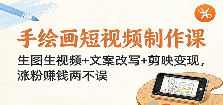 手绘画短视频制作课：生图生视频+文案改写+剪映变现，涨粉赚钱两不误-极速搞钱指南