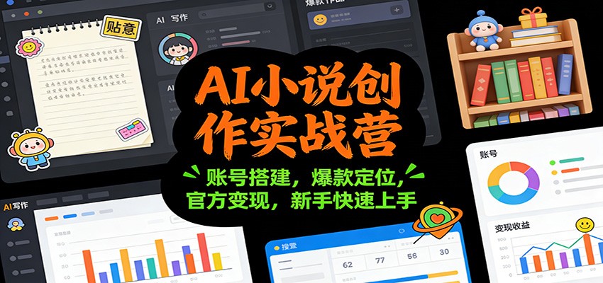 AI小说创作实战营：账号搭建，爆款定位，官方变现，新手快速上手-极速搞钱指南