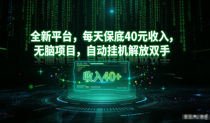 最新看广平台，每天保底30-4米，无脑项目，自动挂G解放双手【揭秘】-极速搞钱指南