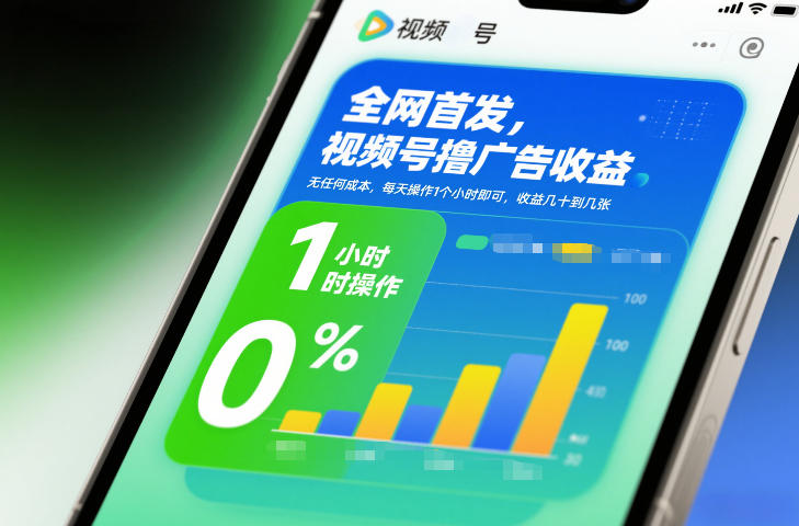 全网首发，视频号撸广告收益，无任何成本，每天操作1个小时即可，收益几十到几张-极速搞钱指南