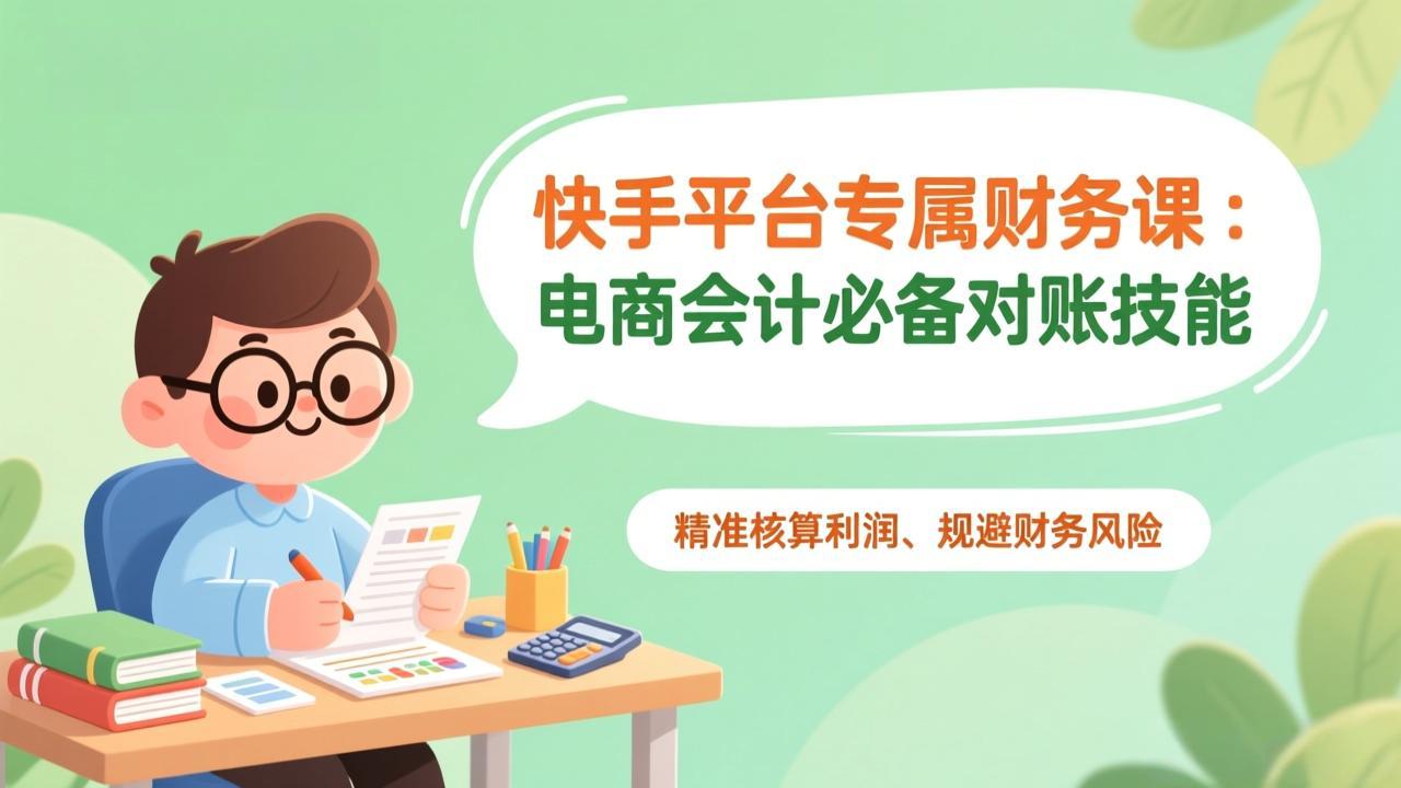 快手平台专属财务课：电商会计必备对账技能，精准核算利润、规避财务风险-极速搞钱指南