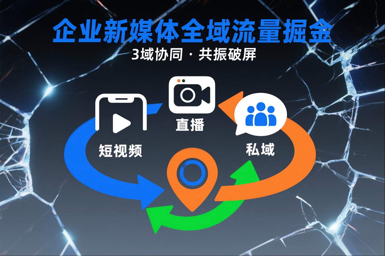 短视频全域商业模式，企业新媒体全域流量掘金，3域协同，共振破屏，短视频-直播-私域-地域-极速搞钱指南