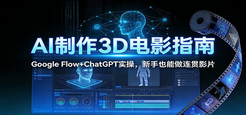 AI制作3D电影指南：Google Flow+ChatGPT实操，新手也能做连贯影片-极速搞钱指南