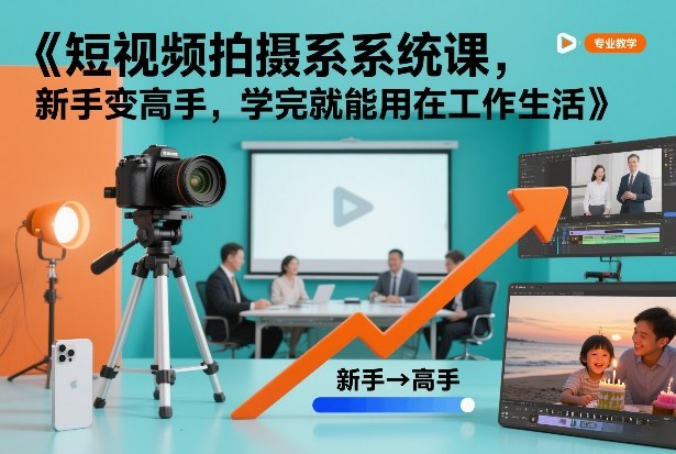 短视频拍摄系统课，新手变高手，学完就能用在工作生活-极速搞钱指南