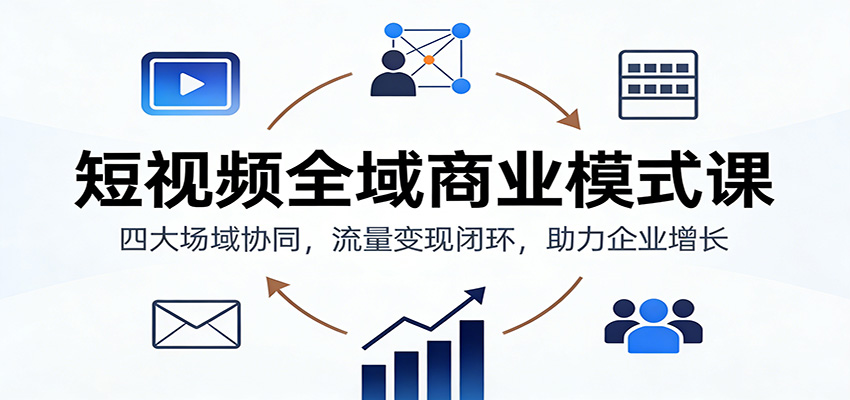 短视频全域商业模式课：四大场域协同，流量变现闭环，助力企业增长-极速搞钱指南