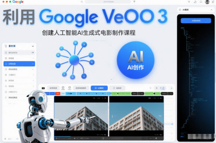 利l用Google Veo 3创建人工智能AI生成式电影制作课程，使用人工智能的力量创建令人惊叹的视频-极速搞钱指南