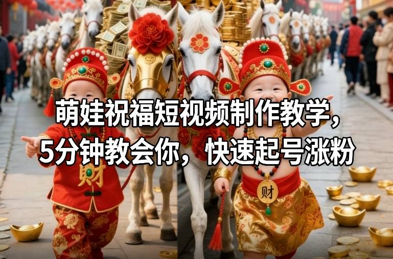 萌娃祝福短视频制作教学，5分钟教会你，快速起号涨粉-极速搞钱指南