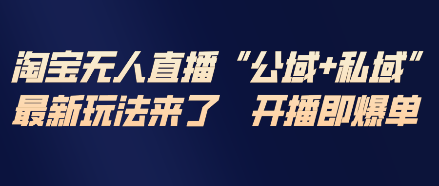 淘宝无人直播最新玩法，包含私域和公域两种玩法-极速搞钱指南