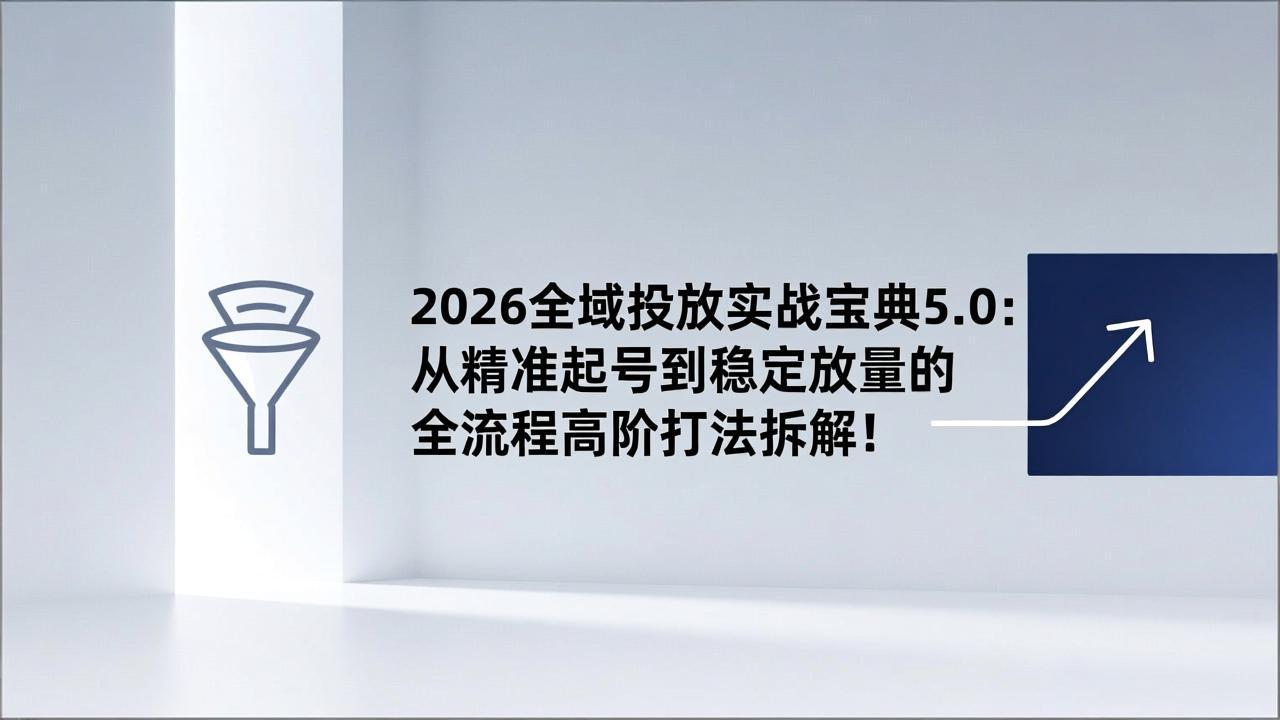 2026全域投放实战宝典5.0：从精准起号到稳定放量的全流程高阶打法拆解！-极速搞钱指南