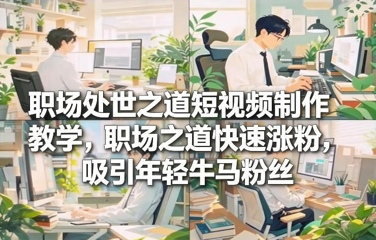 职场处世之道短视频制作教学，职场之道快速涨粉，吸引年轻牛马粉丝-极速搞钱指南