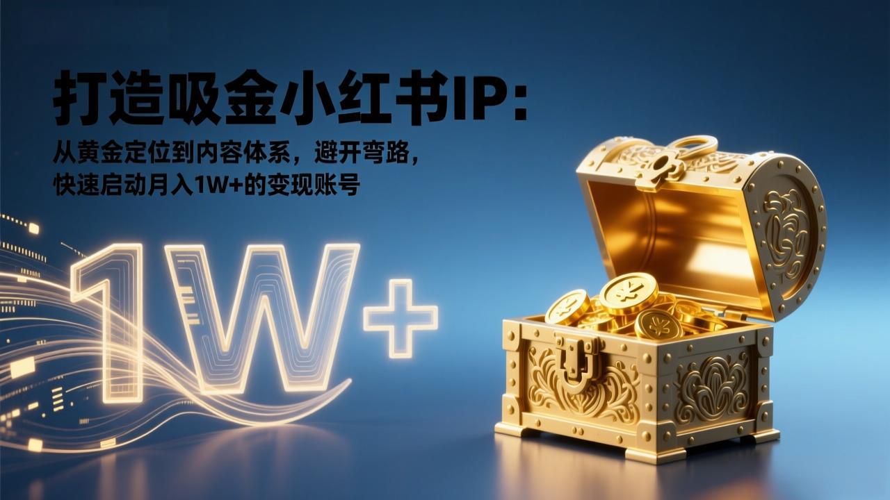 打造吸金小红书IP：从黄金定位到内容体系，避开弯路，快速启动月入1W+的变现账号-极速搞钱指南