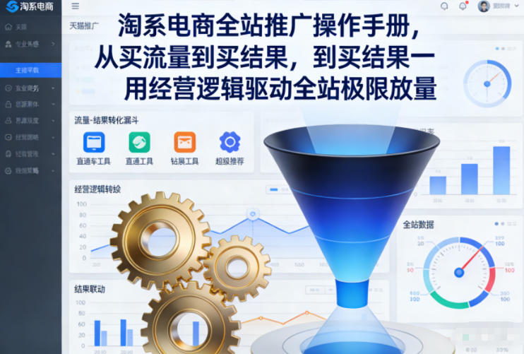淘系电商全站推广操作手册，从买流量到买结果一用经营逻辑驱动全站极限放量-极速搞钱指南