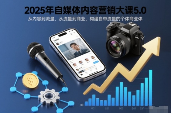 2025年自媒体内容营销大课5.0，从内容到流量，从流量到商业，构建自带流量的个体商业体-极速搞钱指南