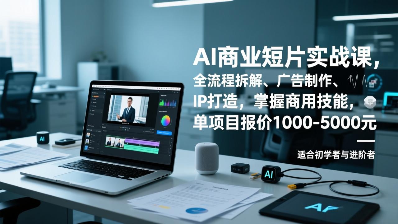 AI商业短片实战课，全流程拆解、广告制作、IP打造，掌握商用技能，单项目报价1000-5000元-极速搞钱指南