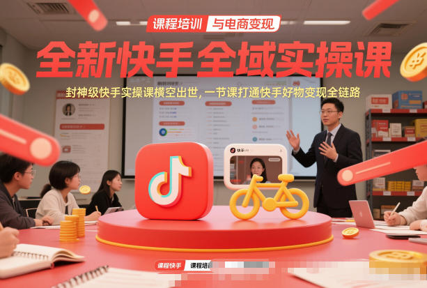 全新快手全域实操课，封神级快手实操课横空出世，一节课打通快手好物变现全链路-极速搞钱指南