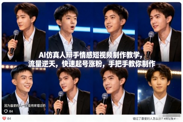 AI仿真人辩手情感短视频制作教学，流量逆天，快速起号涨粉，手把手教你制作-极速搞钱指南