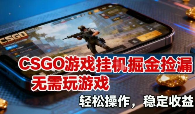 CSGO游戏挂G掘金捡漏，不需要玩游戏，操作简单，收益稳定【揭秘】-极速搞钱指南