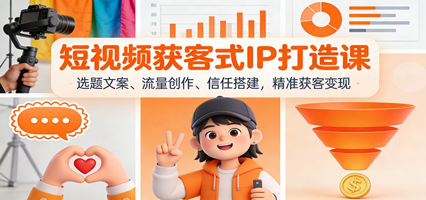 短视频获客式IP打造课：选题文案、流量创作、信任搭建，精准获客变现-极速搞钱指南