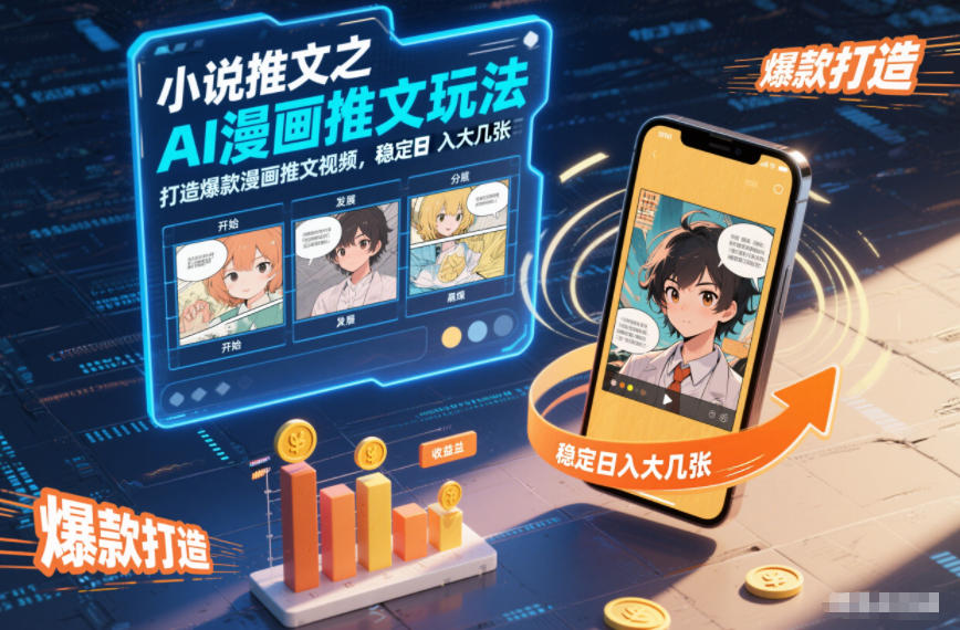 小说推文之AI漫画推文玩法，打造爆款漫画推文视频，稳定日入大几张-极速搞钱指南