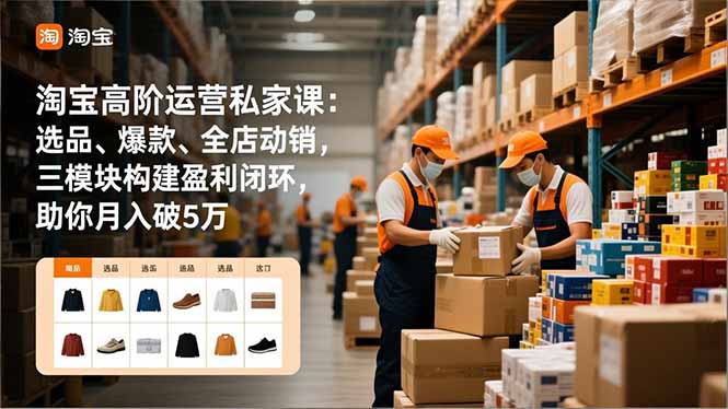 淘宝高阶运营私家课：选品、爆款、全店动销，三模块构建盈利闭环，助你月入破5万(更新12月-极速搞钱指南