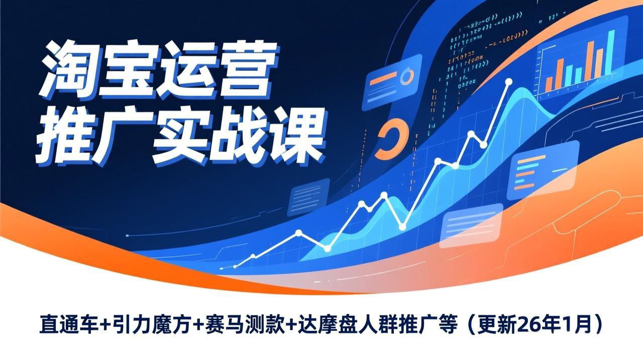 淘宝运营推广实战课，直通车+引力魔方+赛马测款+达摩盘人群推广等(更新26年1月-极速搞钱指南