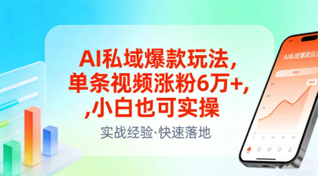 AI私域爆款玩法，单条视频涨粉6W+，小白也可实操-极速搞钱指南