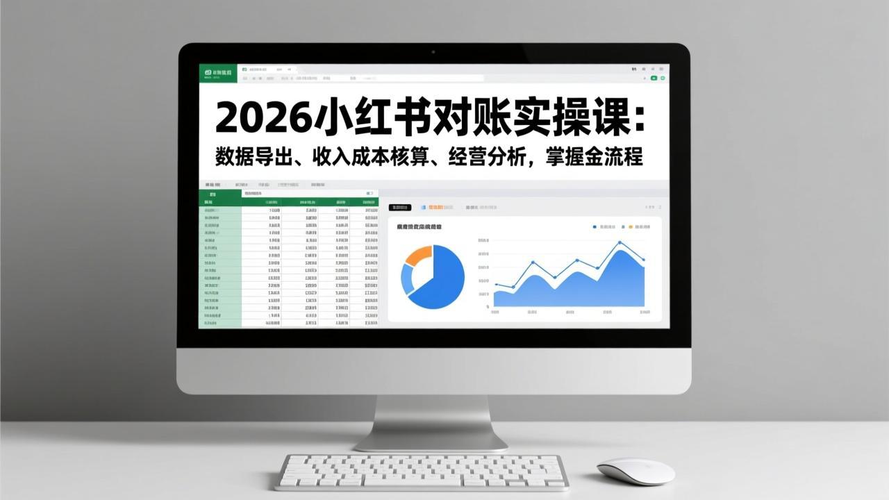 2026小红书对账实操课：数据导出、收入成本核算、经营分析，掌握全流程-极速搞钱指南