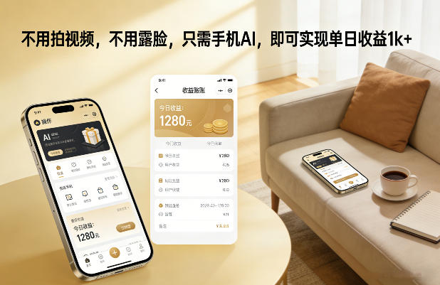 不用拍视频，不用露脸，只需手机AI，即可实现单日收益1k+【揭秘】-极速搞钱指南