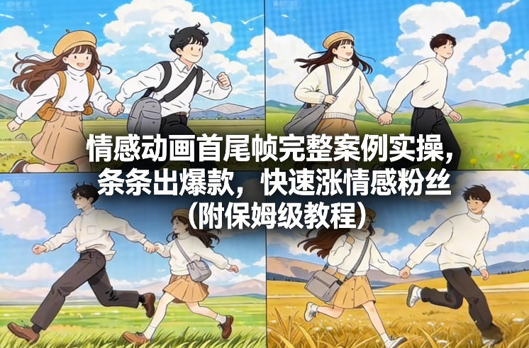 情感动画首尾帧完整案例实操，条条出爆款，快速涨情感粉丝(附保姆级教程)-极速搞钱指南