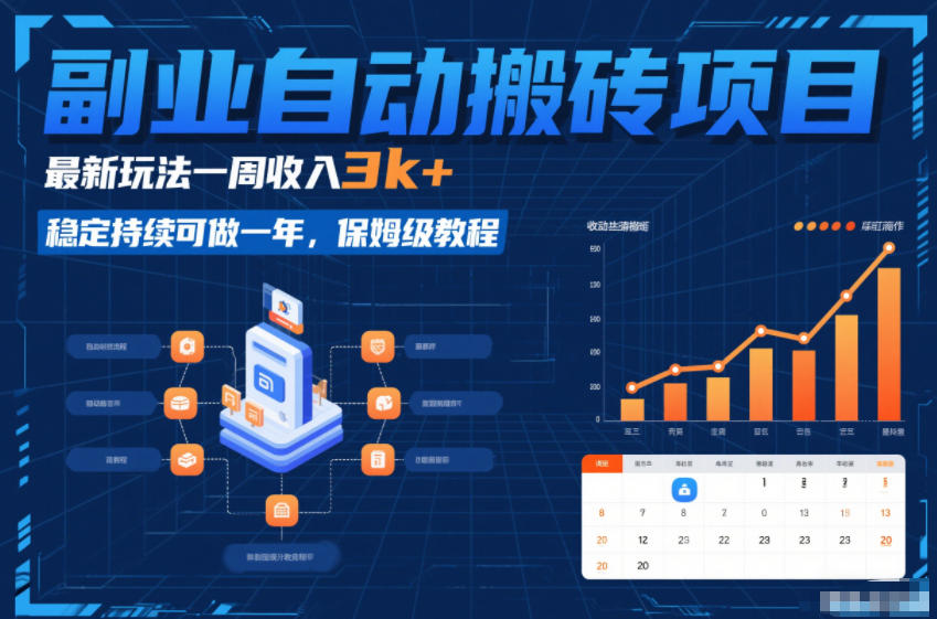副业自动搬砖项目，最新玩法一周收入3k+，稳定持续可做一年，保姆级教程【揭秘】-极速搞钱指南