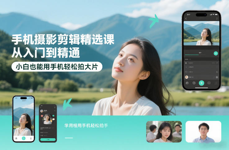 手机摄影剪辑精选课，从入门到精通，小白也能用手机轻松拍大片-极速搞钱指南