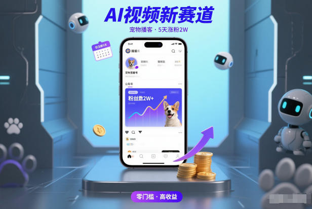 AI视频新赛道，宠物播客仅注册5天涨粉2W，收益非常可观-极速搞钱指南