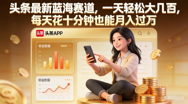 头条最新蓝海赛道，一天轻松大几张，每天花十分钟也能月入过1W【揭秘】-极速搞钱指南