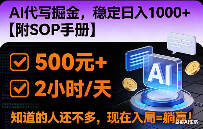 2026风口项目,AI代写掘金，稳定日入1000+，掌握核心技能【附SOP手册】-极速搞钱指南