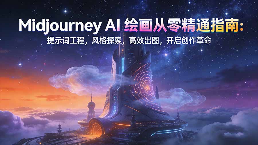 Midjourney AI绘画从零精通指南：提示词工程，风格探索，高效出图，开启创作革命-极速搞钱指南