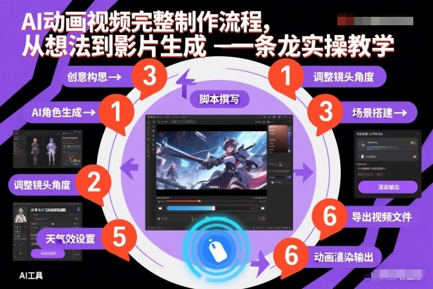 AI动画视频完整制作流程，从想法到影片生成一条龙实操教学-极速搞钱指南