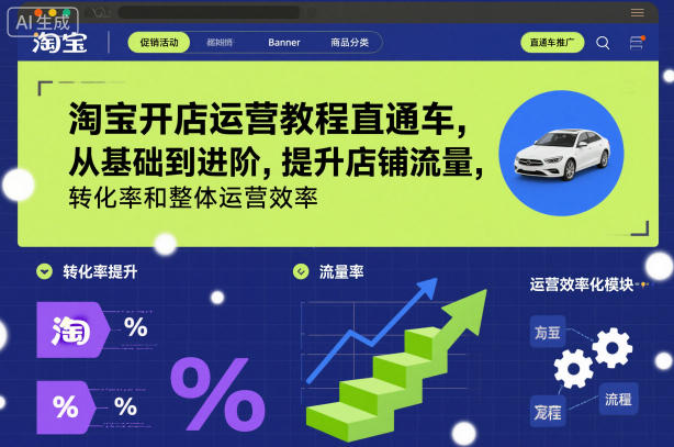 淘宝开店运营教程直通车，从基础到进阶，提升店铺流量，转化率和整体运营效率(更新26年1月)-极速搞钱指南