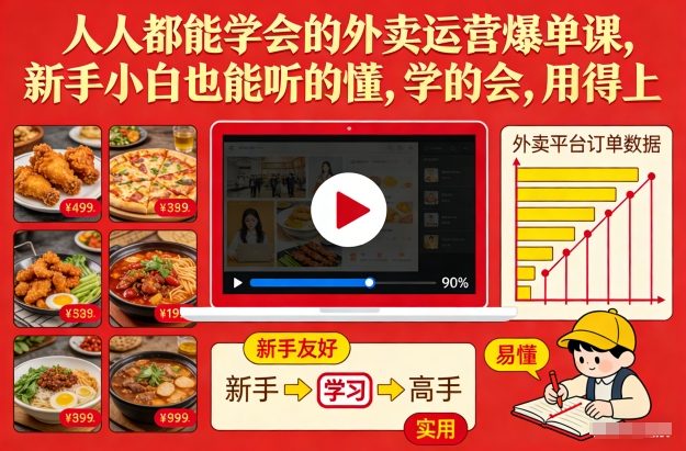 人人都能学会的外卖运营爆单课，新手小白也能听的懂，学的会，用得上-极速搞钱指南