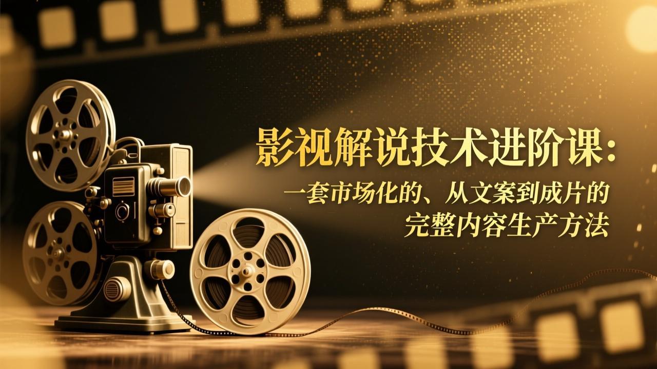 影视解说技术进阶课：一套市场化的、从文案到成片的完整内容生产方法-极速搞钱指南