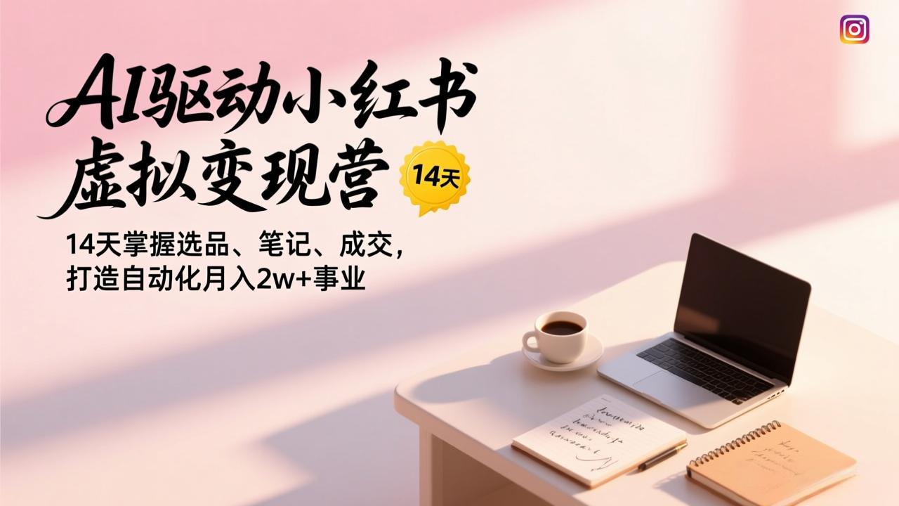 AI驱动小红书虚拟变现营，14天掌握选品、笔记、成交，打造自动化月入2w+事业-极速搞钱指南