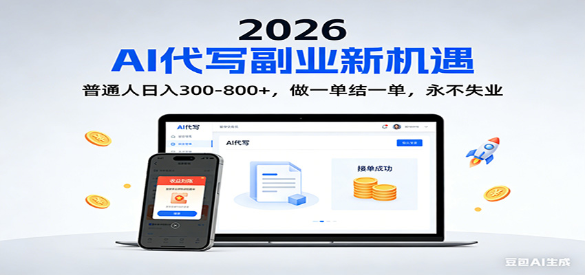 2026 副业首选！AI 代写日入 300-800，普通人0门槛，做一单结一单！-极速搞钱指南