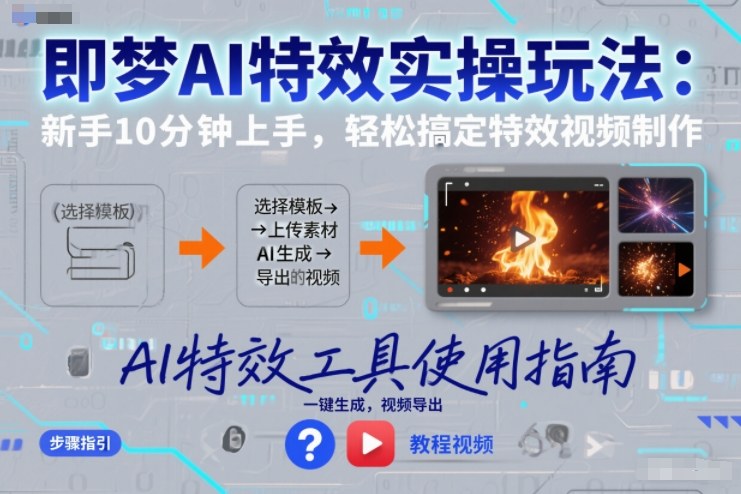 即梦AI特效实操玩法：新手10分钟上手，轻松搞定特效视频制作-极速搞钱指南