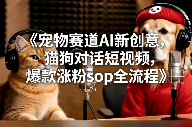 宠物赛道AI新创意，猫狗对话短视频，爆款涨粉sop全流程-极速搞钱指南