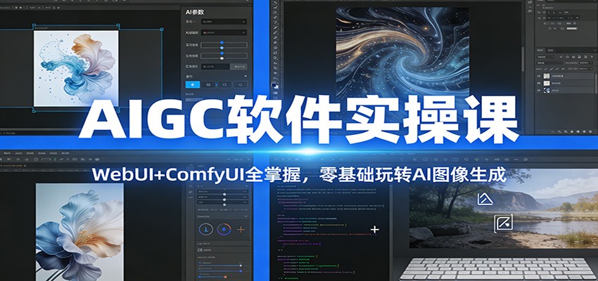 AIGC软件实操课：WebUI+ComfyUI全掌握，零基础玩转AI图像生成-极速搞钱指南